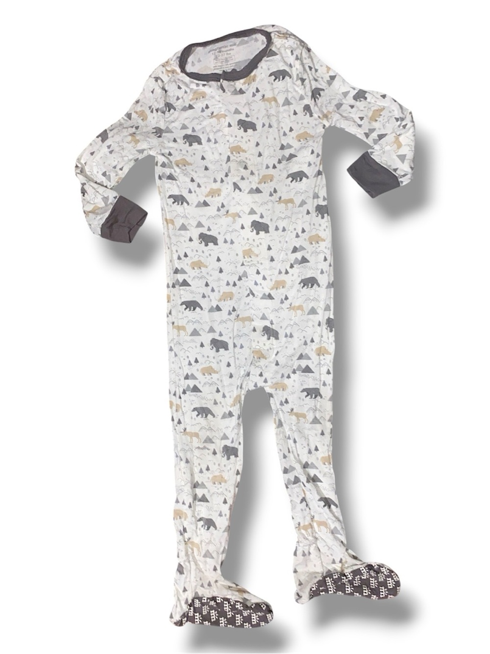 Magnetic Me modal magnetic footie sleeper mountain Woodland animal print
